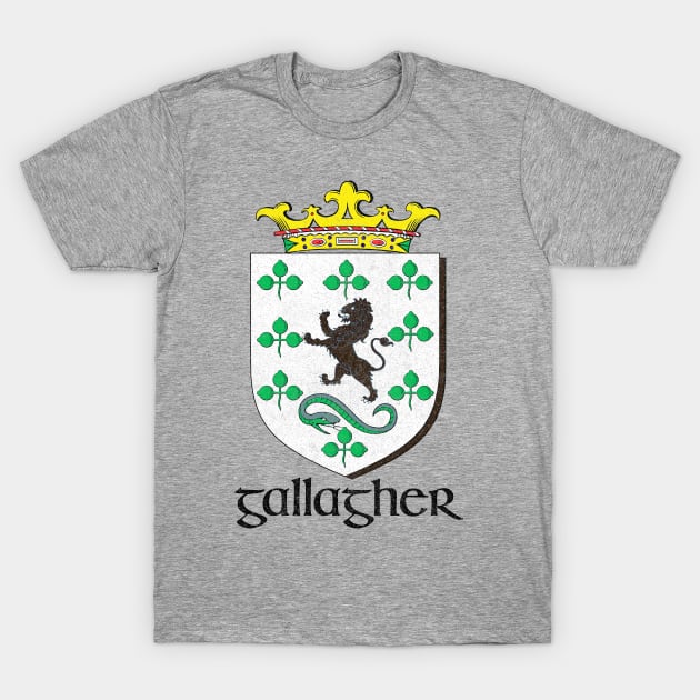 Gallagher / Faded Style Family Crest Design T-Shirt by feck!